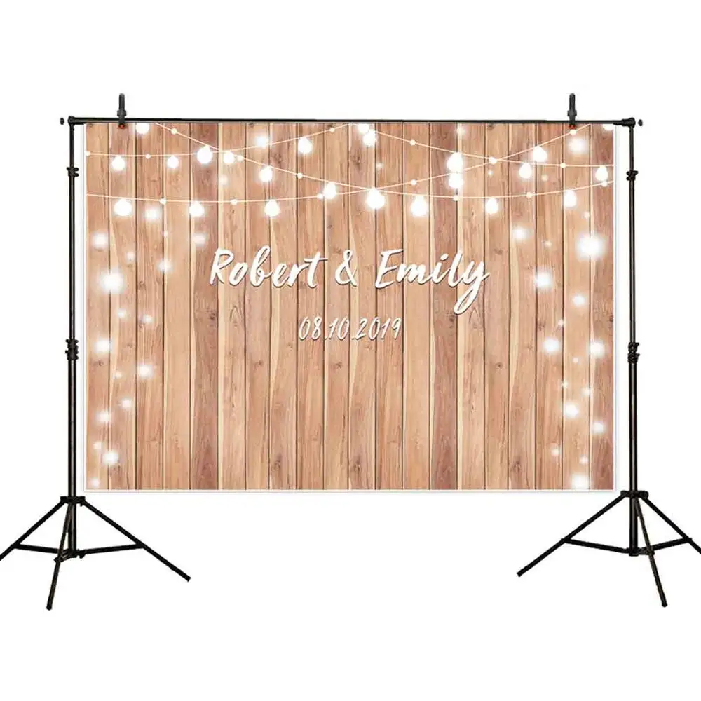 Allenjoy Wedding Photography Backdrop Spring Rustic Wooden Flower Party Glitter Love Background Curtain Photocall Photozone