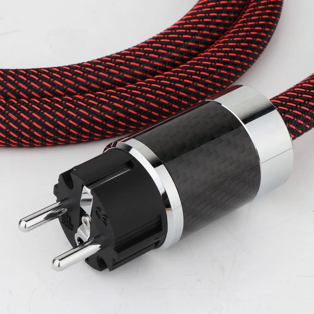 مرحبا نهاية Preffair النحاس النقي الولايات المتحدة/الاتحاد الأوروبي Shuko التيار المتناوب سلك الطاقة كابل HIFI كابل الطاقة الرئيسي مع ألياف الكربون الروديوم مطلي موصل