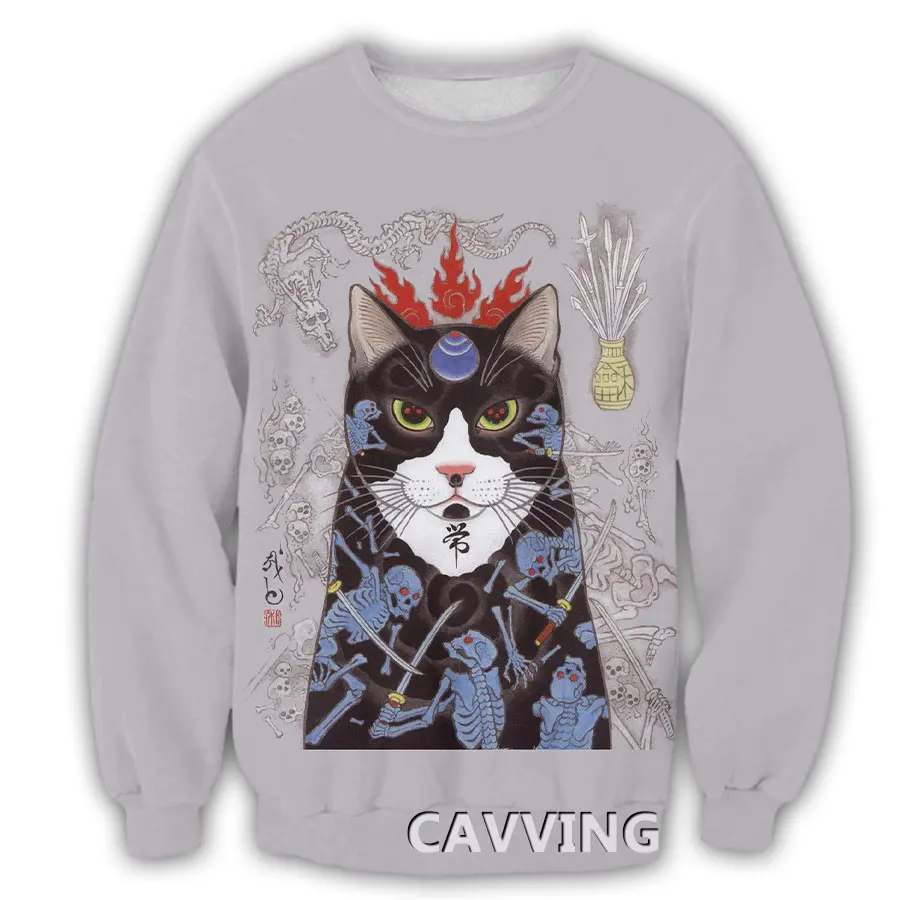 

CAVVING 3D Printed Japanese Tattoo Samurai Cat Crewneck Sweatshirts Harajuku Styles Tops Long Sleeve Sweatshirts for Men/women