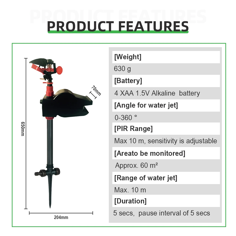 Animal Away Scarecrow Garden Jet Spray Repellent Driving Small Animals Repellent  Hi-Tech Solenoid Valve Used Outdoor#31002