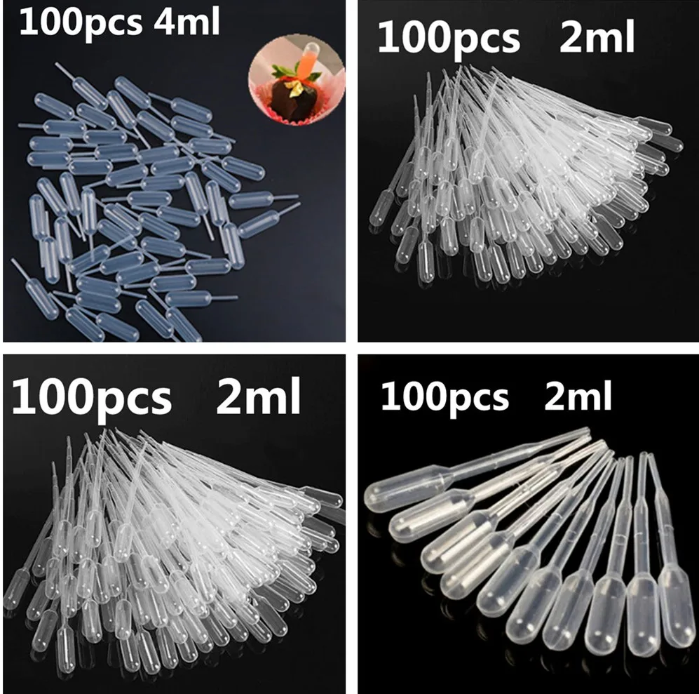 100PCS Disposable 0.2/0.5/1/2/3/4ML Plastic Pipettes Transparent Eye Dropper Squeeze Transfer Oil Pipette