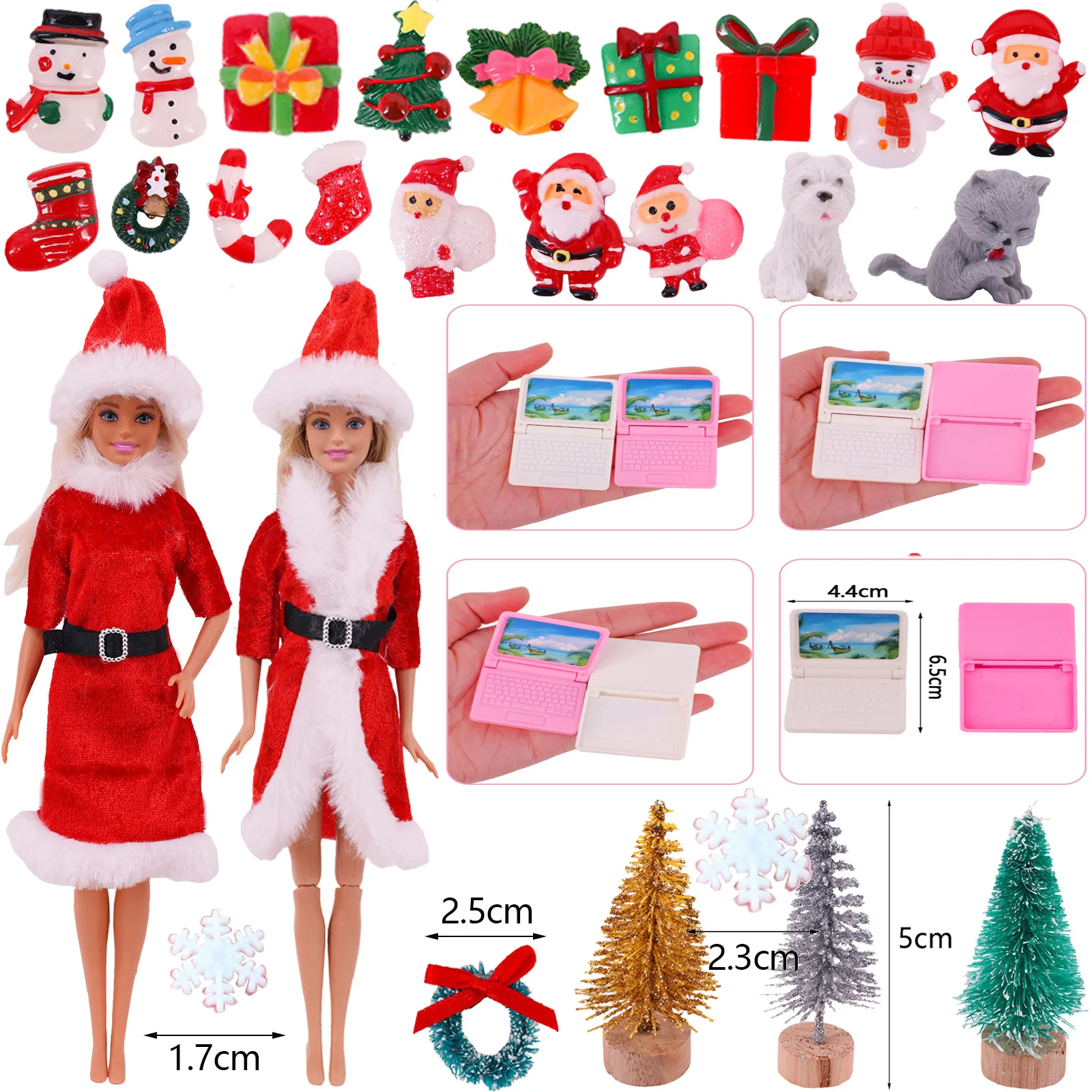 Hairpin Hairband Notebook Animal Accessories 9-piece Set Of Christmas Toy Accessories&Red Christms Clothes For 30cm Babi Doll