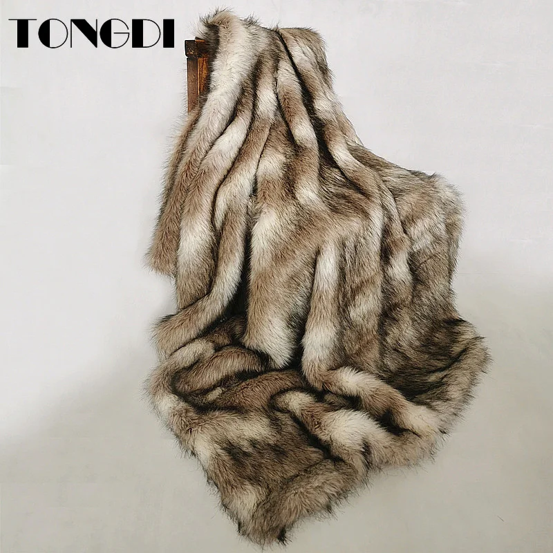 

TONGDI Plush Soft Warm Raschel Synthetic Rabbit Hair Throw Blanket Thick Luxury For Girl Gift Winter Couch Cover Bed Sofa