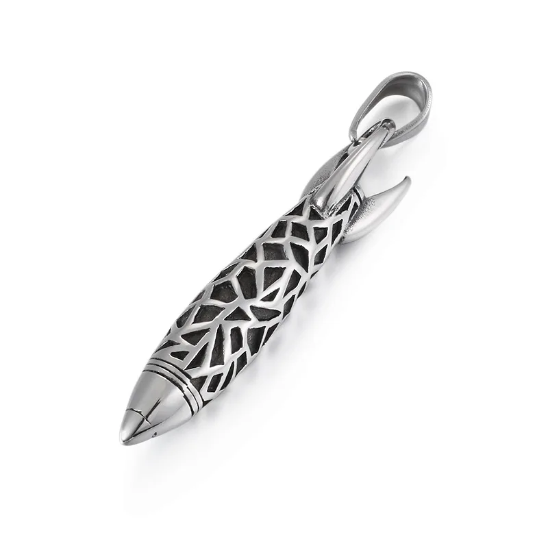 Vintage Stainless Steel Men's Creative Rocket Pendant