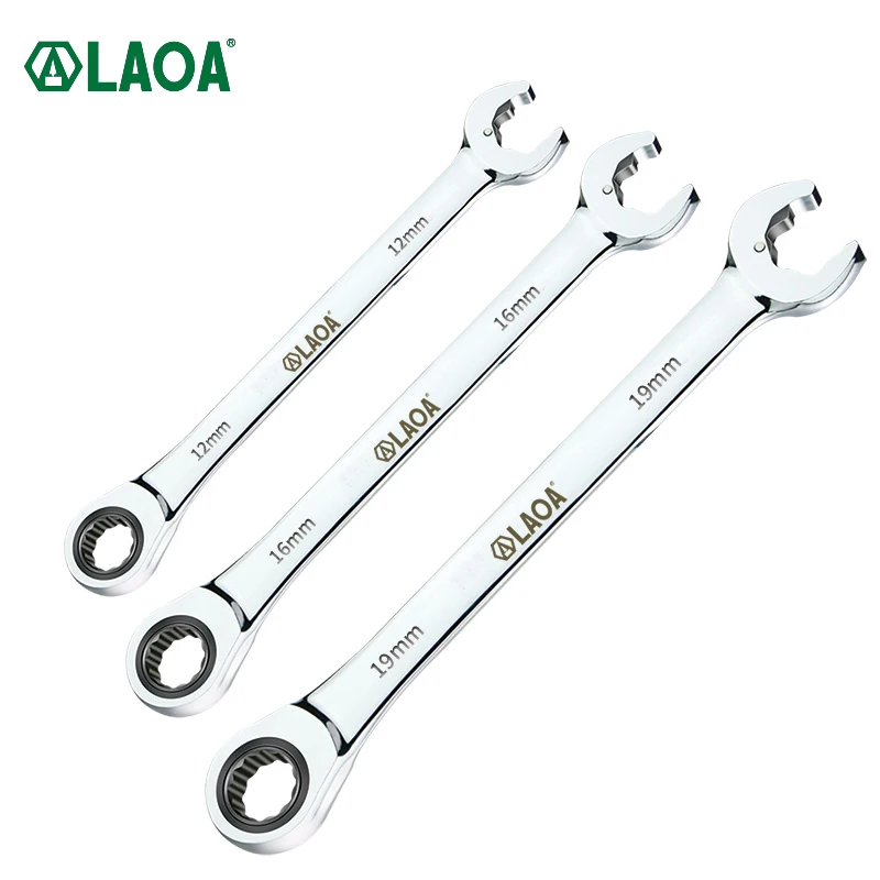 LAOA Two-end Ratchet Wrench 8-19mm, Combination Torx Wrench Auto Car Repair Vehicle Maintenance and Repair Hand Tool