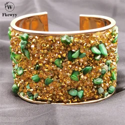 Fkewyy New Luxury Bracelet Woman Jade Green Jewelry Natural Stone Rhinestones Ethnic Style Bracelets Party Charm Accessories