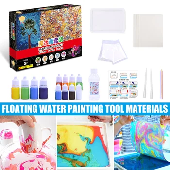 플로팅 페인팅 슈트 물 담그기 키트 그리기 도구 어린이 낙서 안료 마블링 페인팅 편지지 학교 용품