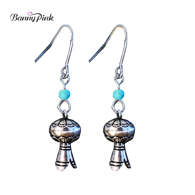 Banny Pink Tribal Aeolian Bell Dangle Earrings For Women Vintage Tibetan Pendant Drop Earrings Ethnic Metal Chandelier Earrings