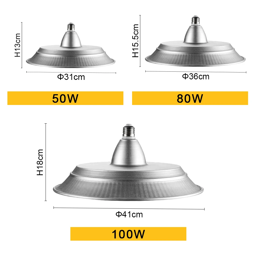 E27 100W UFO Led High Bay Light 80W Led Workshop Lamp Dimming 50W Industrial Lamp 6000K Factory Lighting