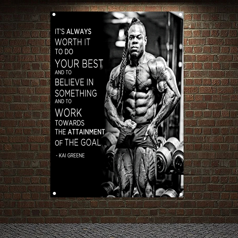 Exercise Inspirational Poster Tapestry Wall Hanging Painting Gym Decor Man Muscular Body Banner Workout Bodybuilding Flag E5