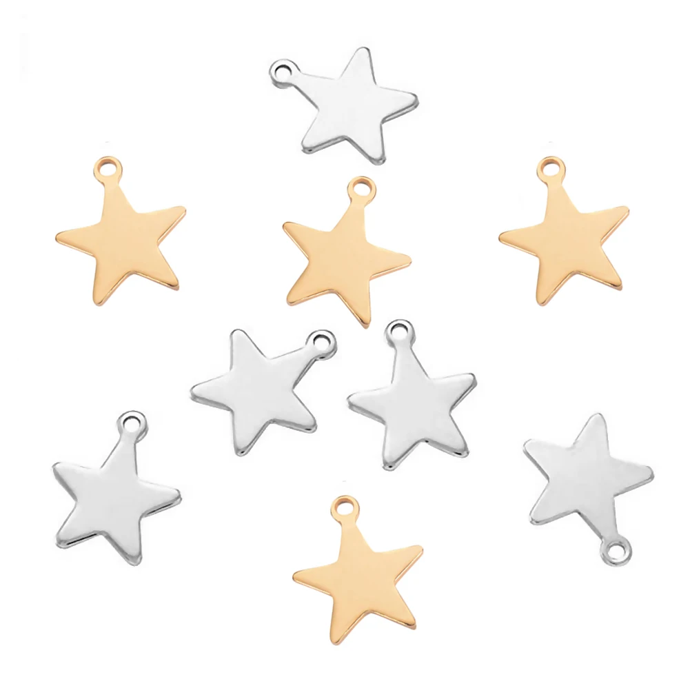 50 teile/los Edelstahl Silber/Gold Ton Tiny Star Charms Für Anhänger Armband Schmuck Machen Zubehör 13x14mm Dropshiping – Detail 1