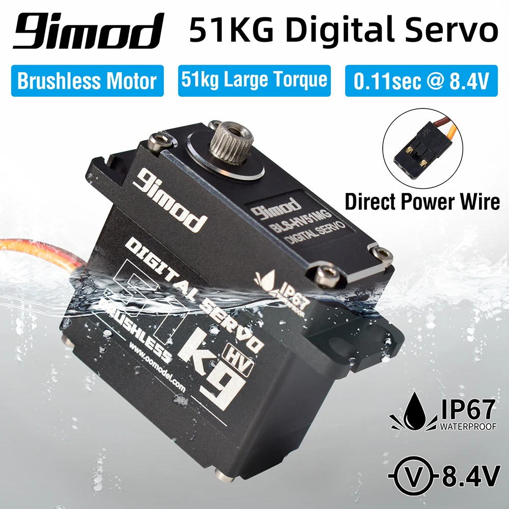 

9imod Waterproof Servo BLS-HV51MG 51KG 180°/270°/360° Metal Digital 8.4V HV Brushless Servo for 1:8 1:10 RC Car Truck Crawler