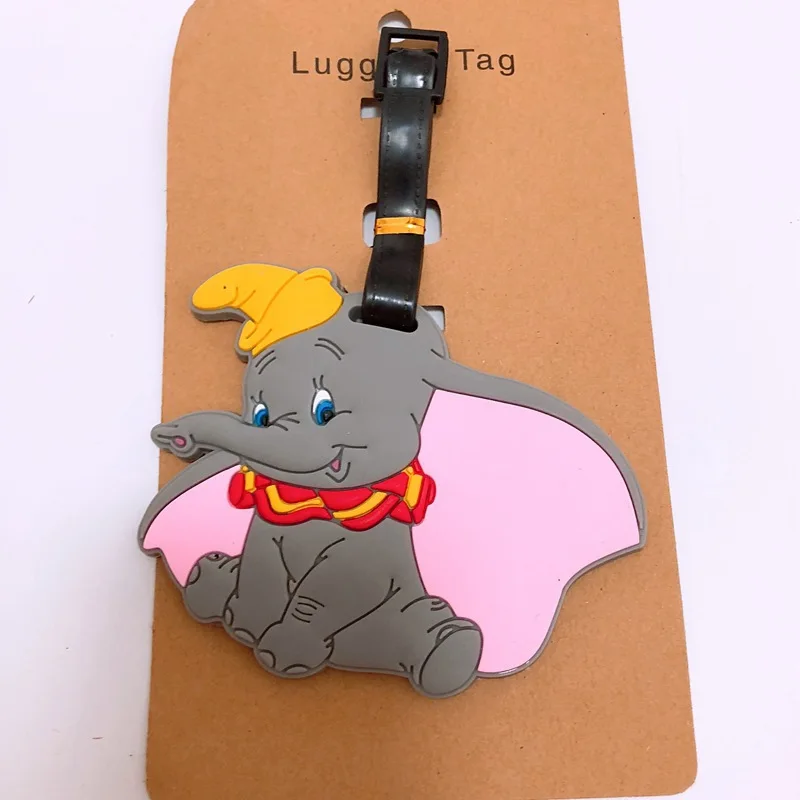 Disney Dumbo New Cartoon Elephant Luggage Tags Silicon Name ID Travel Suitcase Handbag Tag Accessories Portable Label Gift