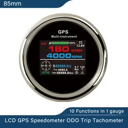 Waterproof 85mm Digital GPS Speedometer Odometer with Tachometer Hours Fuel Level Voltmeter Water Temp Oil Press for Car Boat