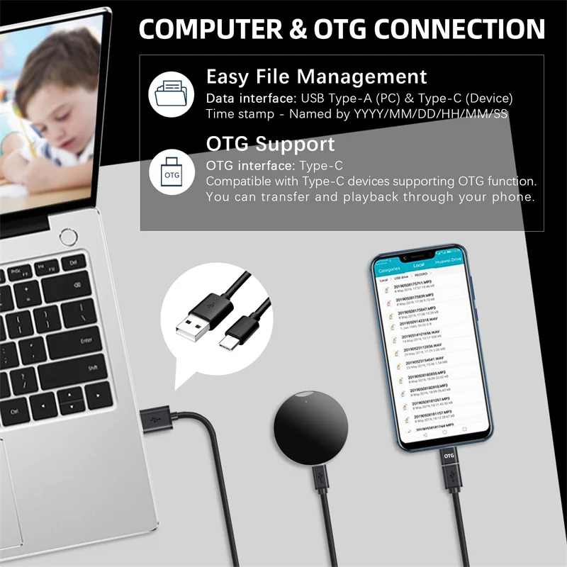 QZT Mini Voice Recorder Smallest Dictaphone Professional Digital Audio Voice Recorder MP3 Player Micro Recording Device 8/16GB