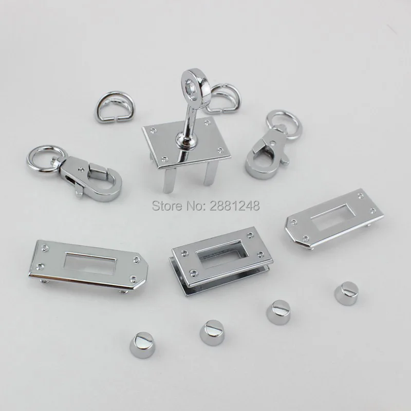 New Small rectangle eyelets lock hanger for bags hardware wholesale fashion a set of locks fittings woman bag handbags purse