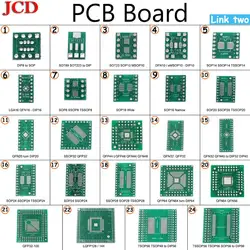 JCD PCB Board Kit SMD Turn To DIP Adapter Converter Plate FQFP 32 44 64 80 100 HTQFP QFN48 SOP SSOP TSSOP 8 16 24 28 TSSOP56