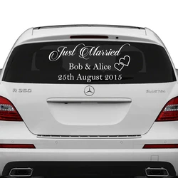 Just Married Car Window Wall Sticker Personalized Custom Wedding Date Groom Bride Names Decal Removable Vinyl Decor Decals Y130
