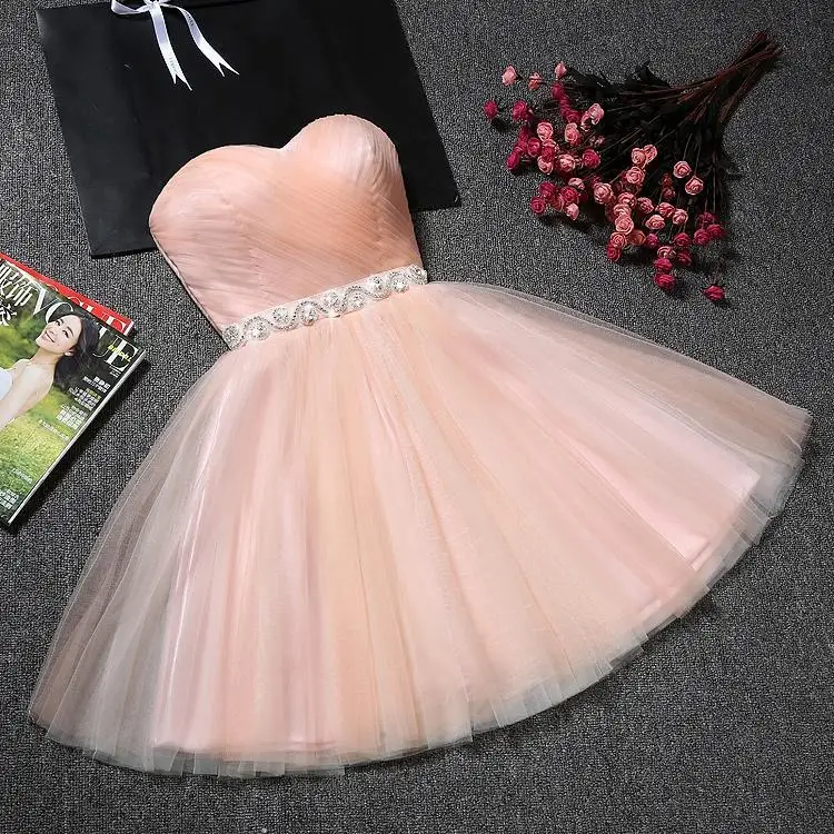 Crystal Taille Tule Jurken Roze Wit Rood Champagne Trouwjurk Vrouwen Korte Prom Verjaardag Afstuderen Vestidos Party Robe