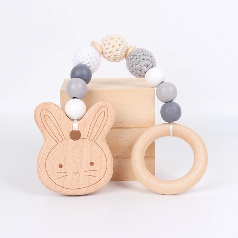 Baby Play Gym Frame Wooden Beech Activity Gym Frame Stroller Hanging Pendants Toys Teether Ring Nursing Rattle Toys Room Decor