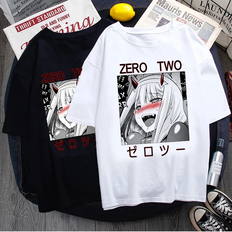 Hot Japanese Anime Darling In The Franxx T Shirt Men Kawaii Cartoon Zero Two Graphic Tees Unisex Harajuku Casual T-shirts Male