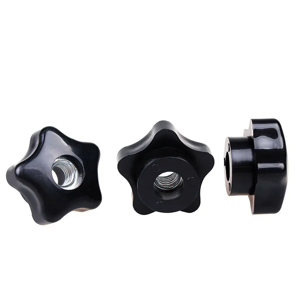 2Pcs M8 Plum Bakelite Hand Tighten Nuts Handle Star Mechanical Black Thumb Nut 39OD
