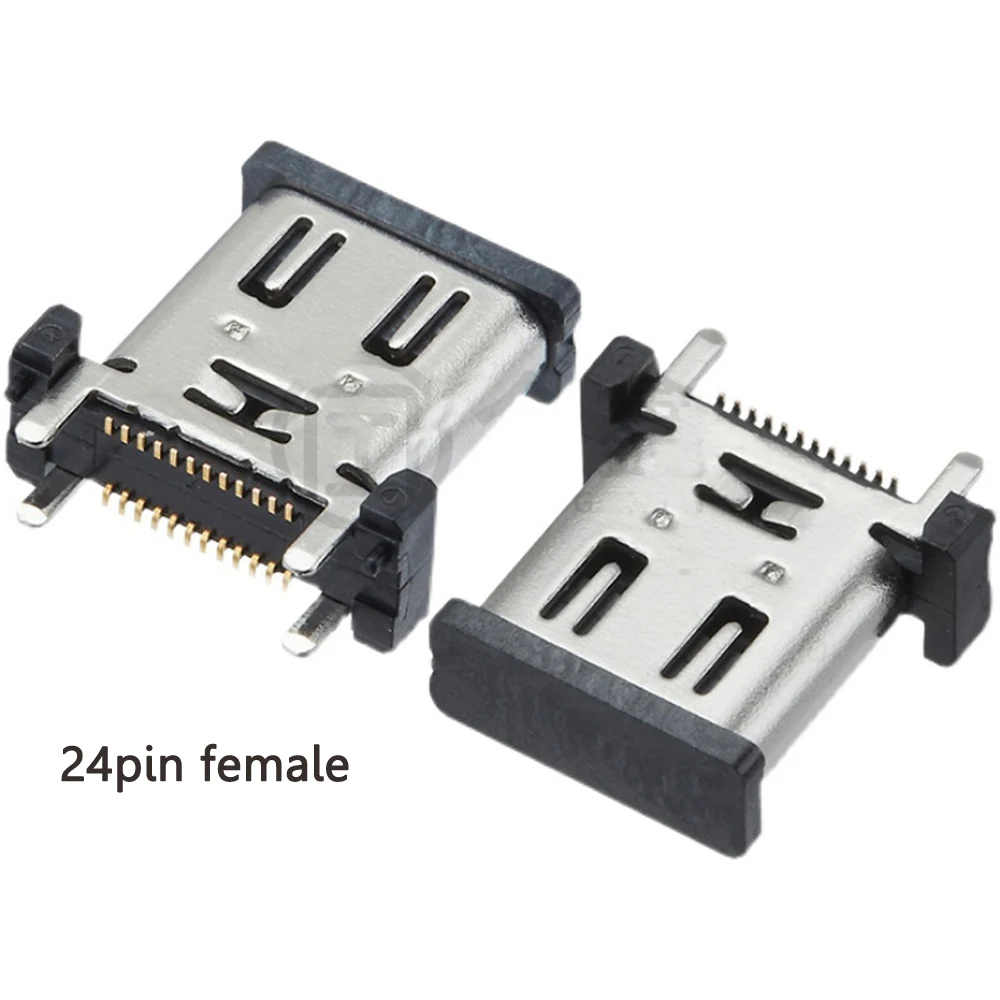 2pc Micro USB 3.1 Vertical 24P Widened by 180 degrees SMT Four Foot Board Sticker Piece Female Type C Jack Plug Socket Connector