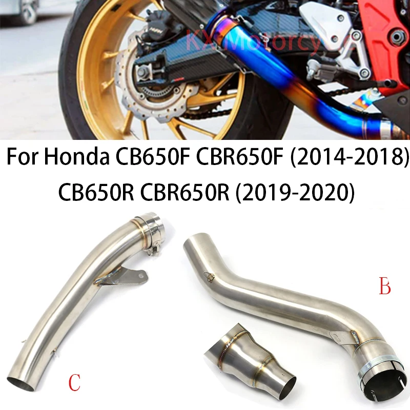 

For Honda CB650F CBR650F CB650R CBR650R 2014-2020 Motorcycle Middle Mid Link Pipe Muffler Tube Motocross Nozzle For Muffler