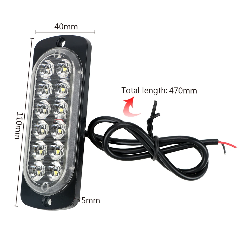 Car Lights Assembly 12 LED Car Truck Emergency Side Lamp Signal Lamp 18W LED Warning Light Auto Accessories Car-styling