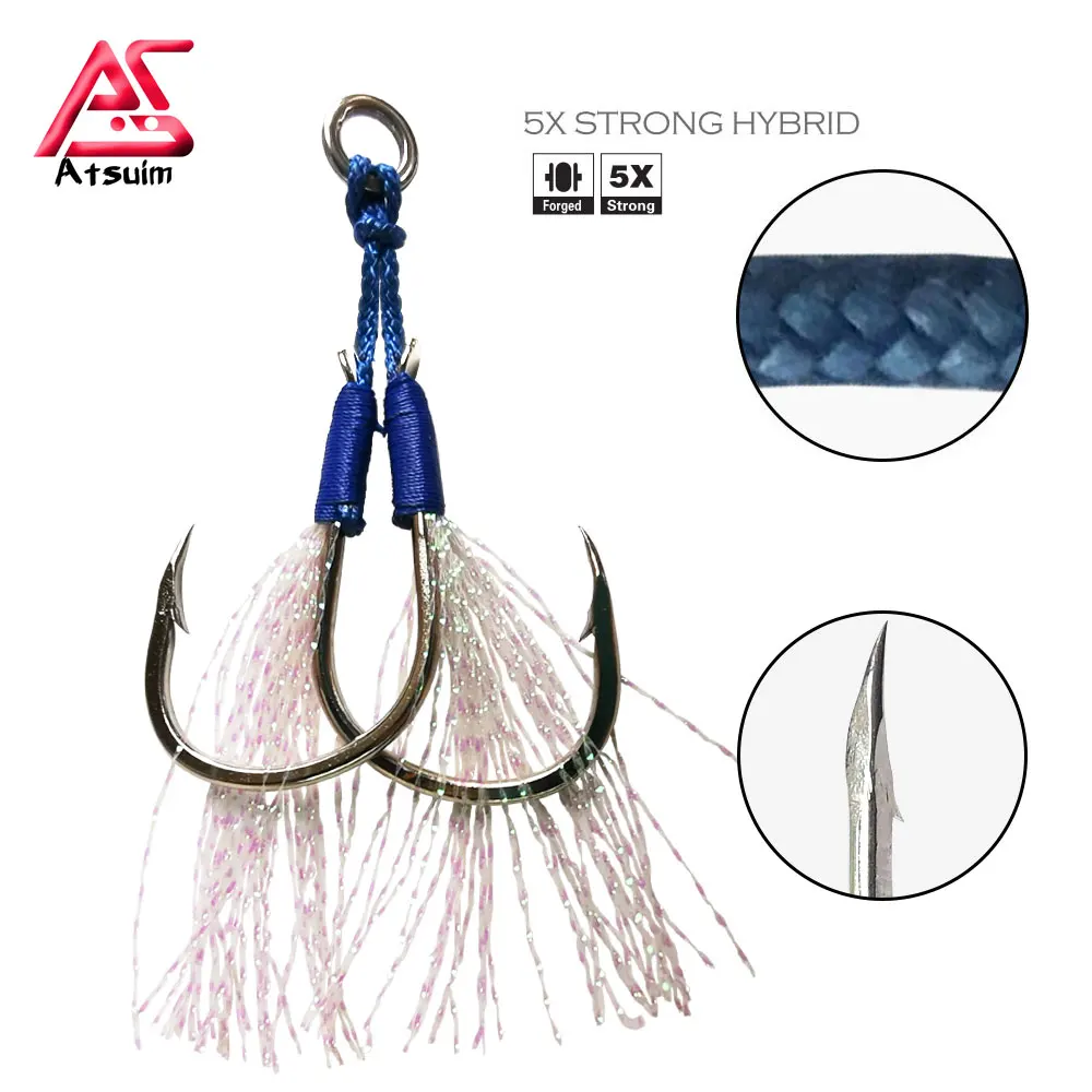 AS Stainless Fishing Hooks Saltwater Slow Fast Jig Carbon Hooks Strong Strength Falling Saltwater Lure Hooks Fishing