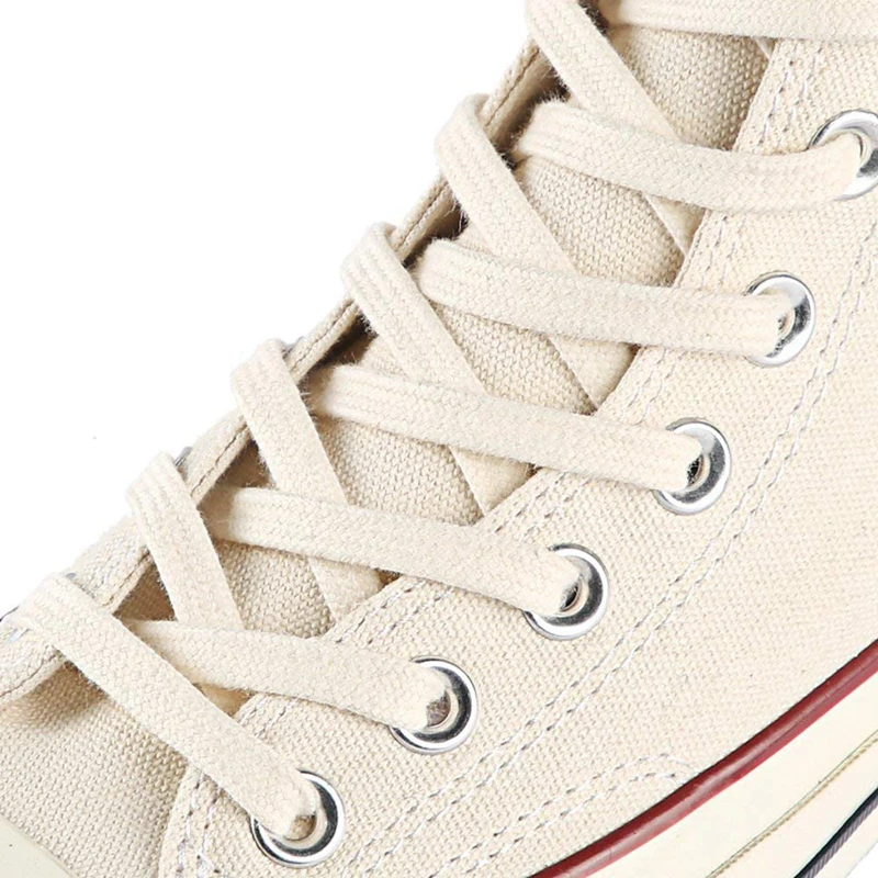 Schuhbänder für Schuhe, Canvas, klassisch, weiß, doppelt gewebt, aus Baumwolle, flach, für Damen-Sneaker, Schuhbänder, Sportbänder. – Detail 11
