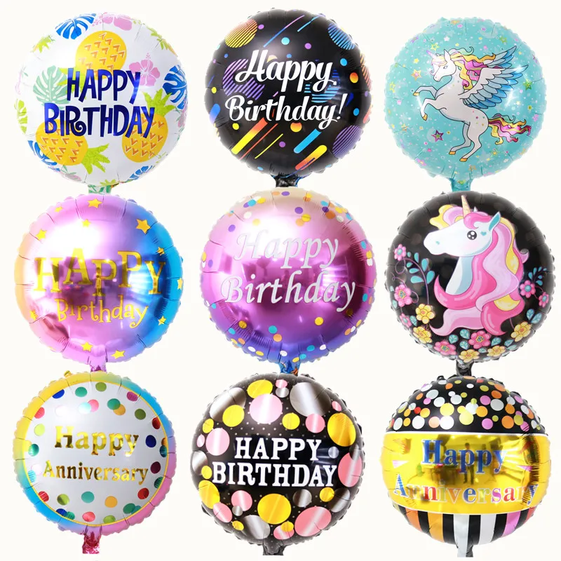 New 18 Inch Round Aluminum Foil Balloon Decoration Birthday Party Children's Toy Gift Helium Balloon