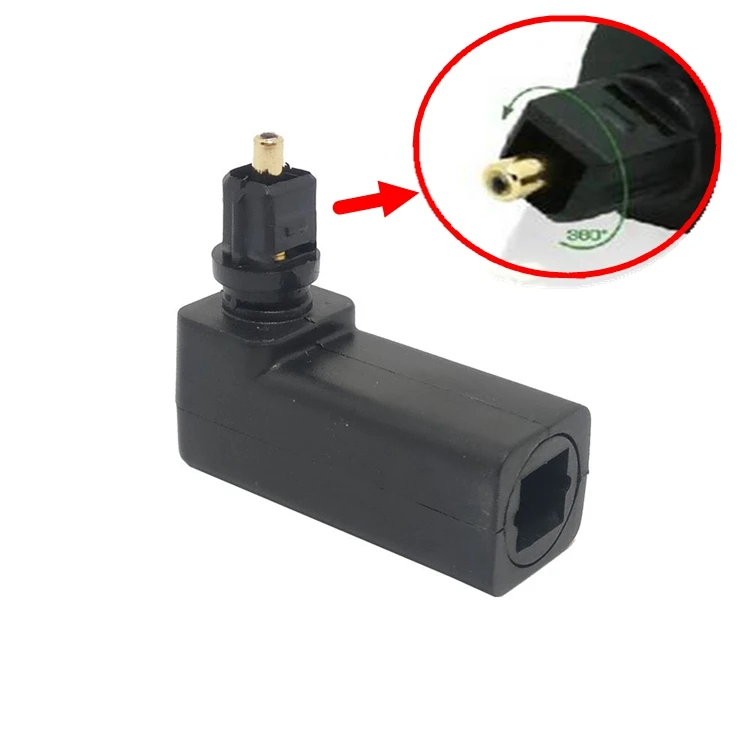 90 Degree M/F Digital Optical Audio Cable Adapter Male to Female Right Angle 360 Rotates for Toslink Optical Cable TV Ada