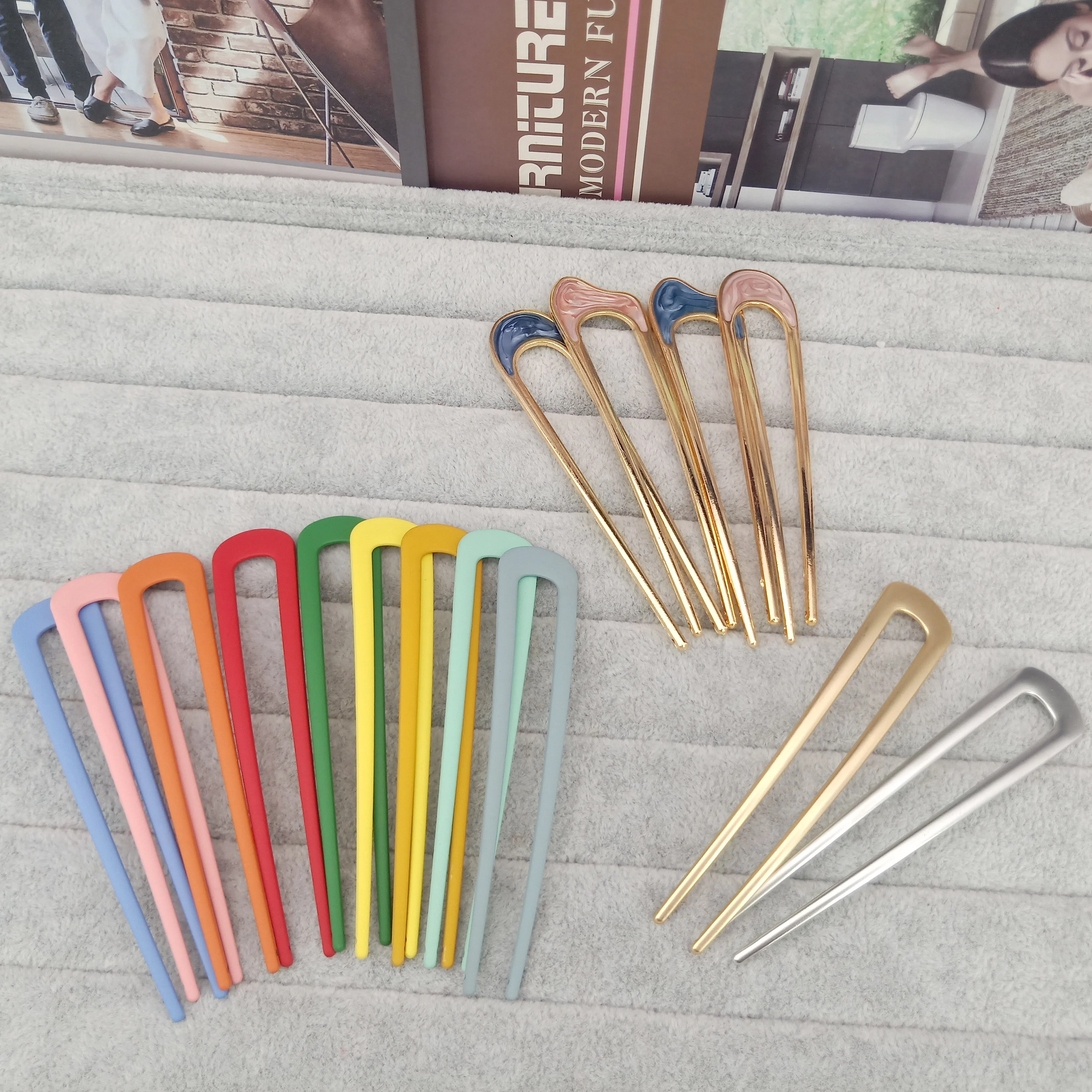 Einfache U-förmige Haarspangen für Frauen und Mädchen, Haarstäbchen, Braut-Haar-Styling-Zubehör, goldfarbene Metall-Haarnadeln, Haarspangen – Detail 6