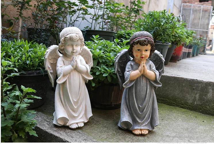 

resin statue praying girl angel Figurines American country landscape sculpture outdoor Courtyard gardening decoration gift a0120