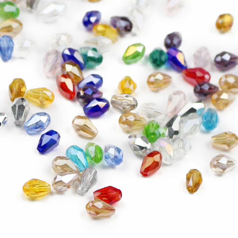 UPGFNK 3*5mm 100 szt kropla wody gruszka w kształcie z austriackimi kryształami koraliki Teardrop luźne biżuteria podejmowania DIY bransoletka