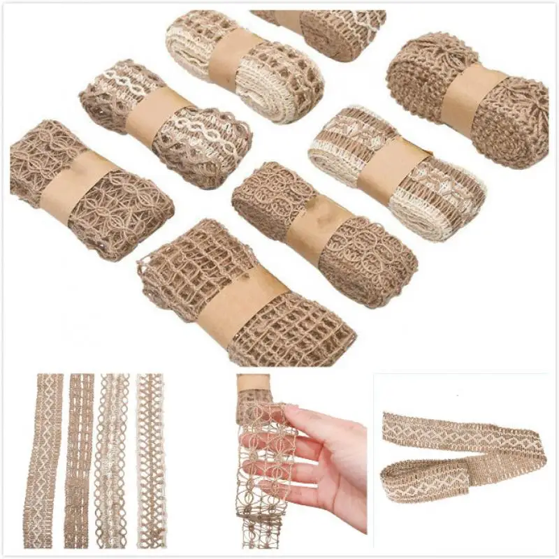 2Meter Natural Jute Burlap Ribbon Hessian Lace Jute Twine Hemp Cord Vintage Rustic Wedding Decoration Christmas Party Supplies