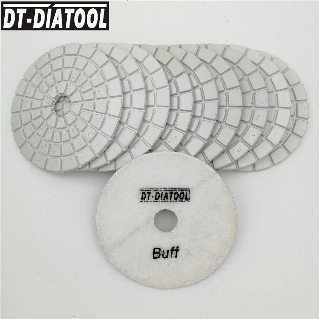 

DT-DIATOOL 10pcs Dia 100mm/4" Grit #White Buff Diamond Flexible Wet Polish Polishing Pads For Granite Marble Stone Sanding Disc