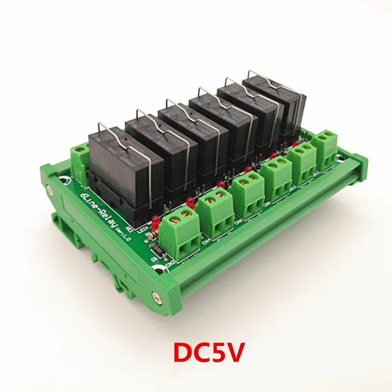 

DIN Rail Mount 6 Channel SPDT 16A Power Relay Interface Module,G5RL-1-E 5VDC Relay.