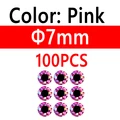 100 piezas de 7 mm, color rosa