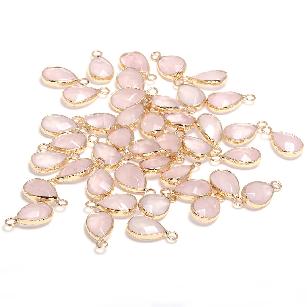 Natural Stone Faceted Rose Quartzs Pendant Water drop shape Exquisite Charms for Jewelry Making Diy earring necklace accessories