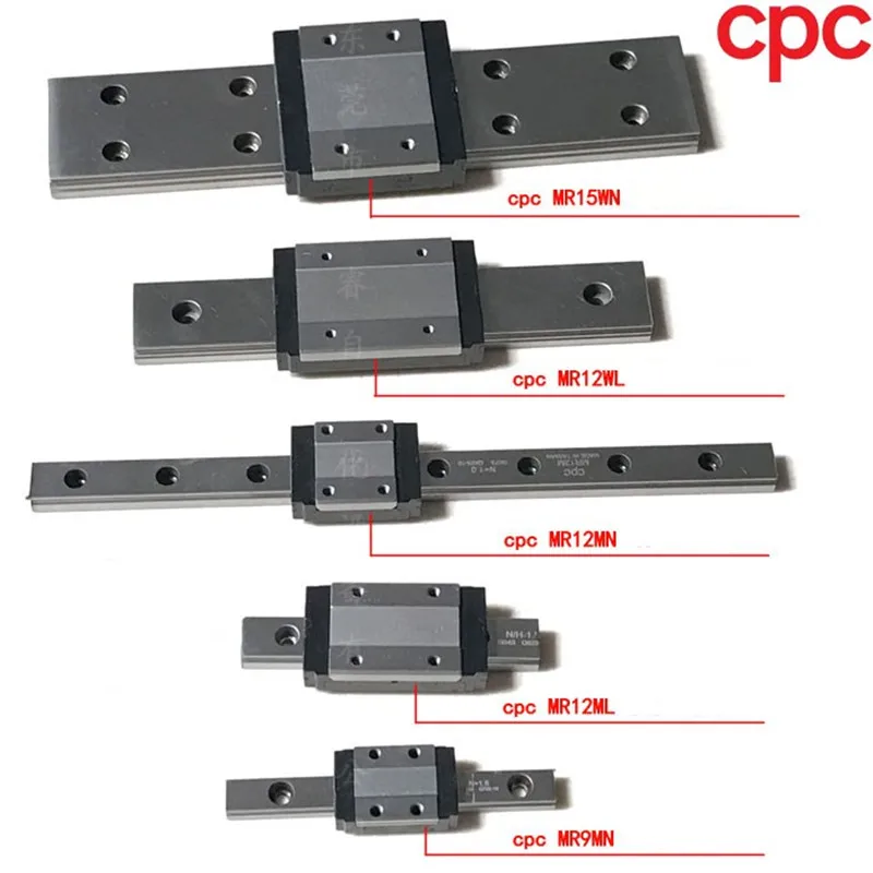 Imagem -04 - Bloco de Guia Linear Original Taiwan Cpc Mr7mn Mr9mn Mr12mn Mr15mn Mr9ml Mr12ml Mr15ml Mr9wn Mr12wn Mr12wl Mr15wl Aço Inoxidável