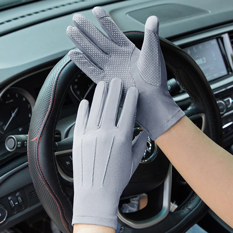 Summer Men Gloves Driving Cycling Touch Screen Non-Slip Outdoor Sports Sunscreen Breathable Ice Silk Women Thin Fingerless Glove