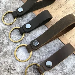 Keychain Lanyard Leather Car Key Lanyard Handmade Cowhide Phone Chain Retro Simple Strap Universal Accessories Rope Lanyards