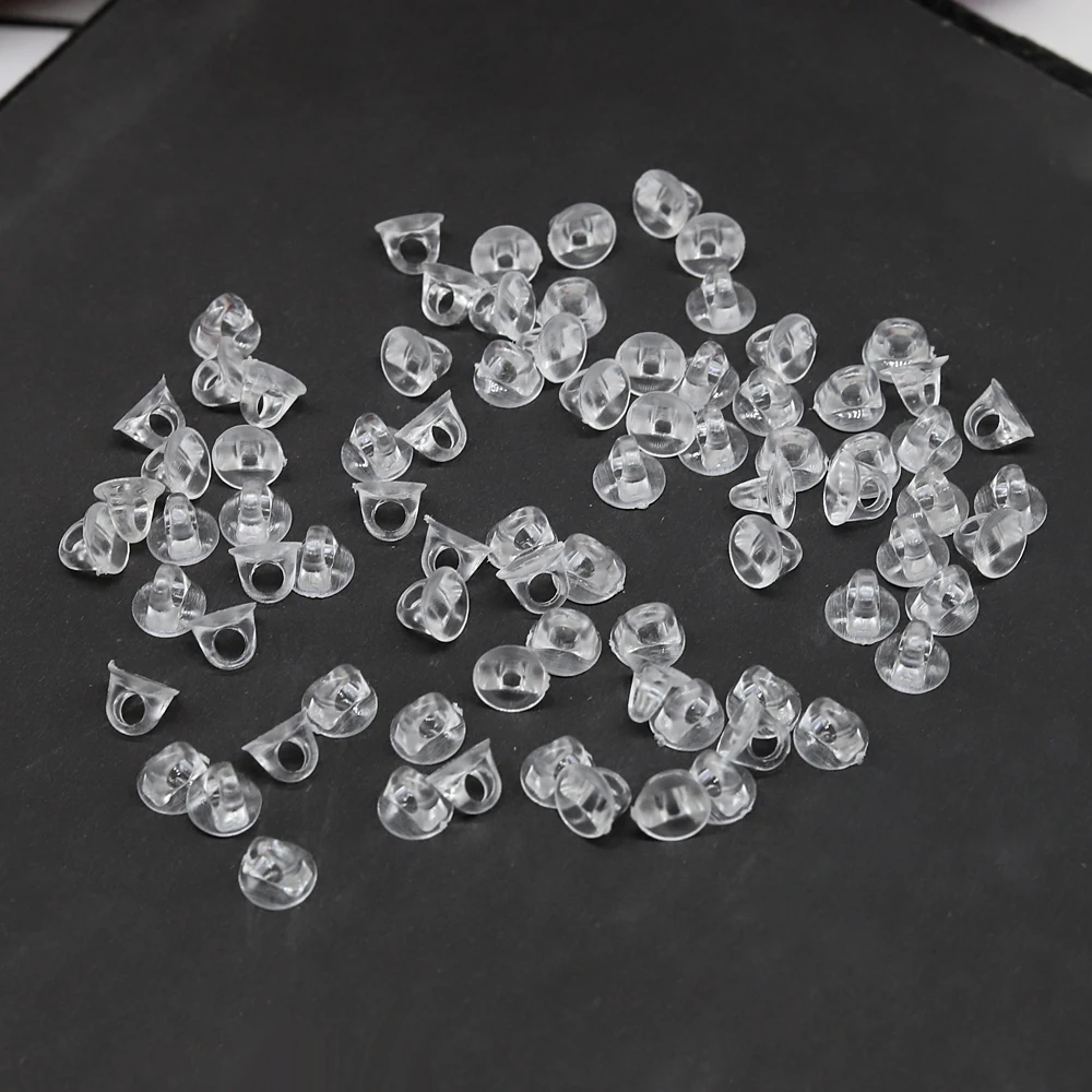 50pcs Plastic Bails, 8mm Pad Transparent Round Pendant Plastic Holder, DIY Necklace Jewelry Invisible Bails Charm Pendant