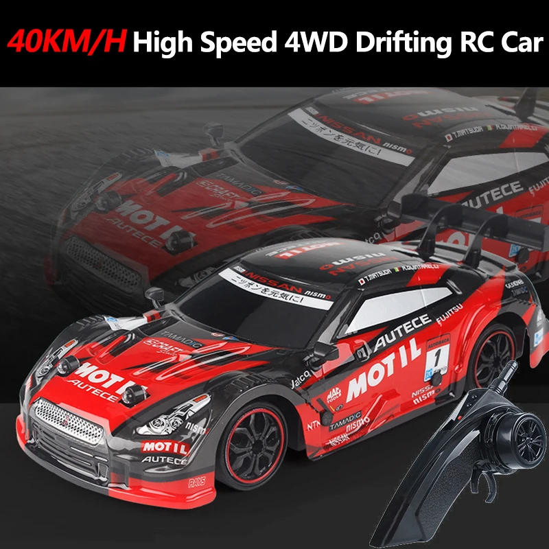 

40KM/H High Speed 4WD Drifting RC Car 1:16 Full Scale Proportional Throttle Double Tire Anti-collision Cool Light RC Toy For Kid