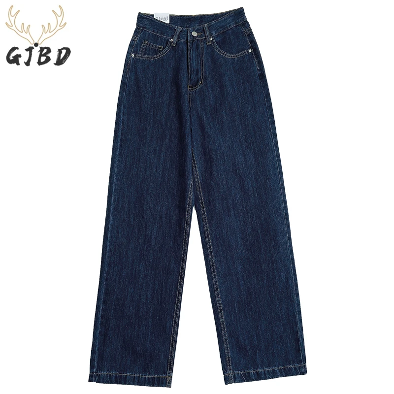 Jeans Woman High Waist New 2022 Summer Dark Blue Baggy Denim Pants Wide Leg Casual Mom Jeans Vintage Streetwear Straight Pants