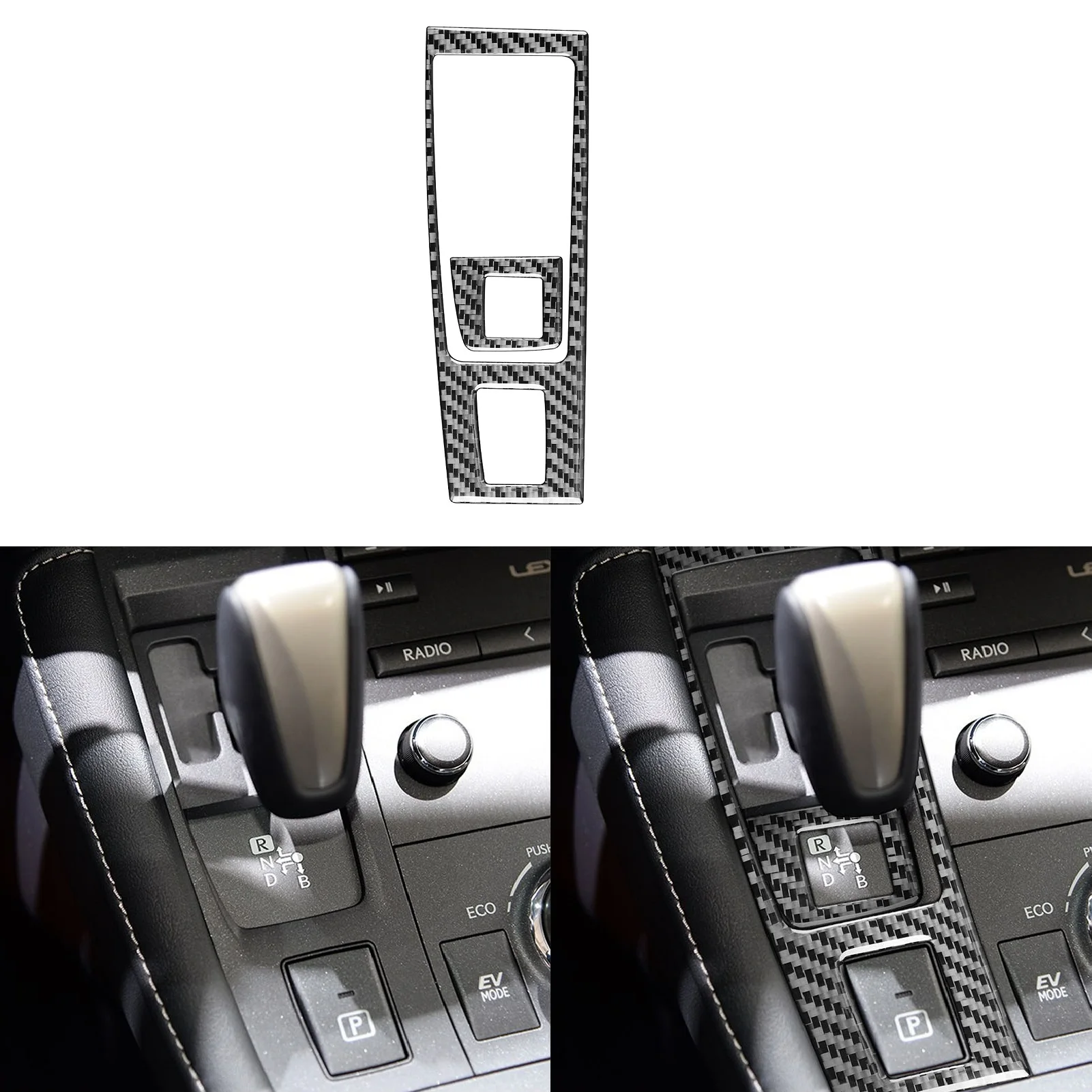 

Carbon Fiber Car interior modification central console Gear shift frame cover trim For Lexus CT200h 2011-2017