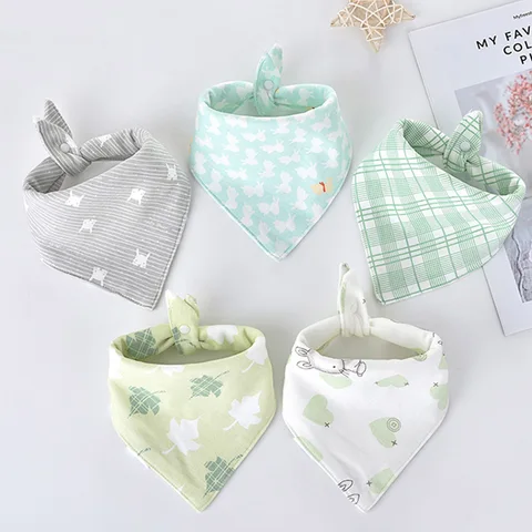 Amya Baby хлопковые нагрудники-банданы для детей, 5 шт. — изображение товара