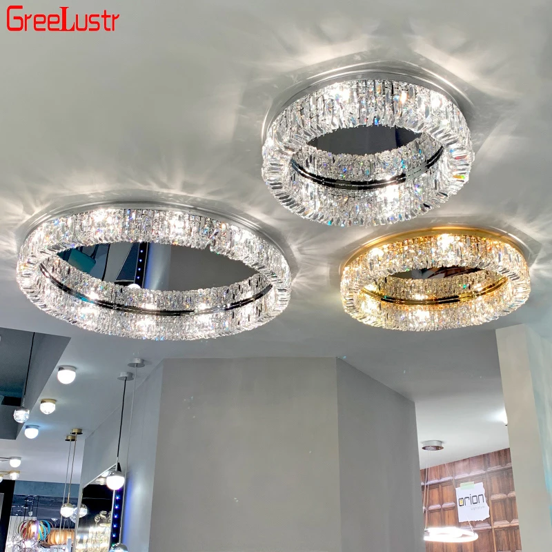 New modern crystal ceiling lamp chrome Gold LED ceiling lamp decorative light for living room room E14 Lamp head  lighting